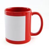 Caneca Ceramica Vermelha Com Tarja Branca Sublimação