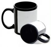 Caneca Ceramica Preta Com Tarja Branca Sublimação
