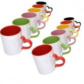 Caneca Colorida para Sublimação Alça Coração