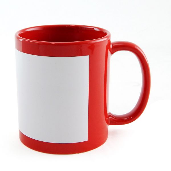 Caneca Ceramica Vermelha Com Tarja Branca Sublimação