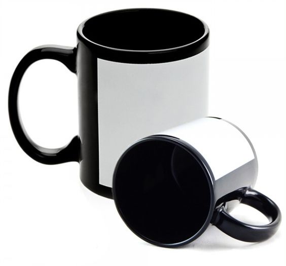 Caneca Ceramica Preta Com Tarja Branca Sublimação