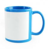 Caneca Ceramica Azul Com Tarja Branca Sublimação