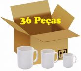 Caixa com 36 Canecas de Porcelana P/ Sublimação Classe AAA