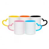 Caneca Colorida para Sublimação Alça Coração
