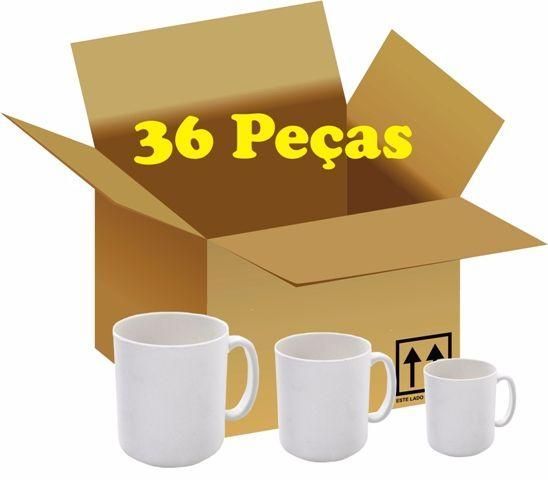 Caixa com 36 Canecas Branca de Porcelana P/ Sublimação