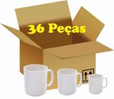 Caixa com 36 Canecas Branca de Porcelana P/ Sublimação